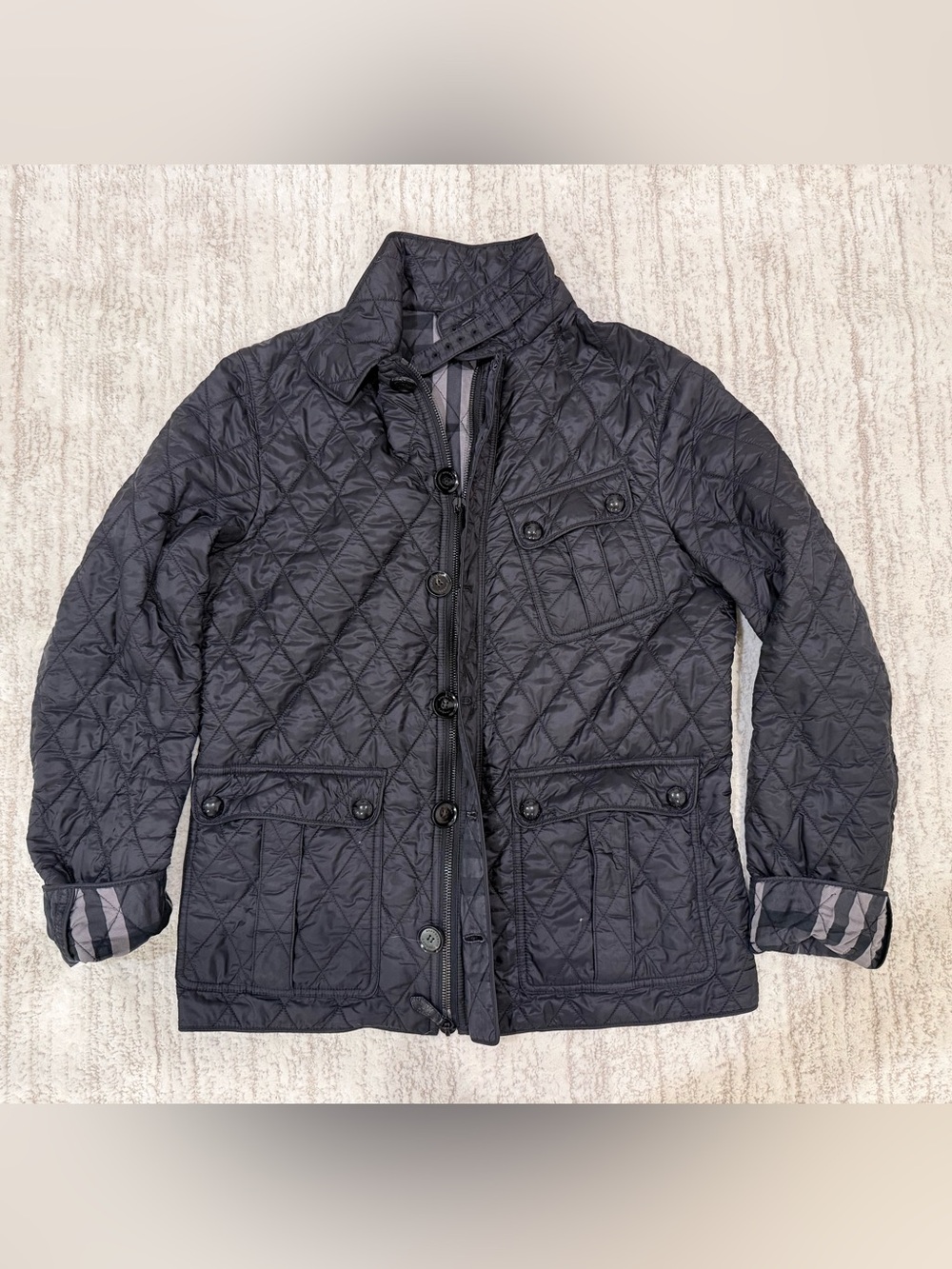 Burberry Black Quilted Button-Front Jacket